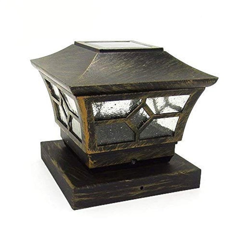 CHEEKON 5-1/2 x 5-1/2 Solar Post Cap Lights, Bronze, Metal and Glass, Outdoor Garden Yard Deck Street Top Wall - Image 1